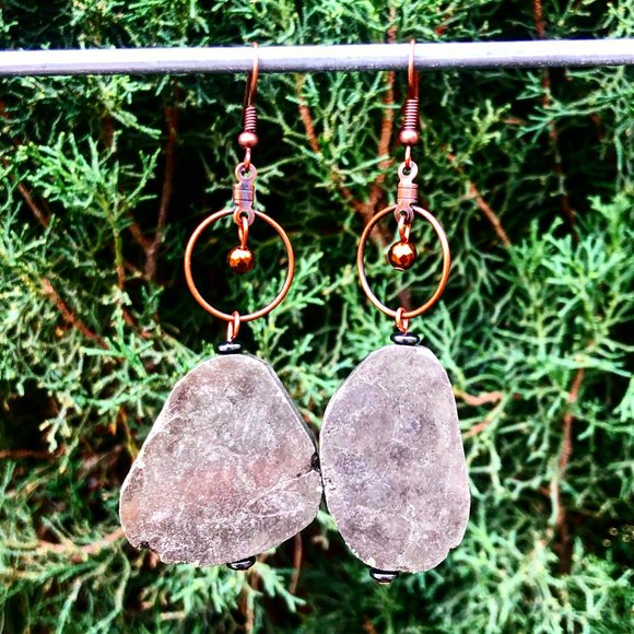 Jewelry - Pyrite and Hematite Copper Gemstone Earrings